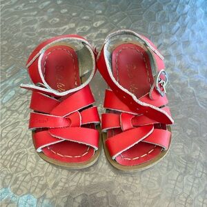 Red Leather Kids Sandals by Salt Water size 5 toddler